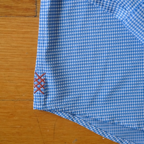 Rhone Commuter Classic Gingham Button Down Shirt Mens Size M Performance Blue - Picture 4 of 9